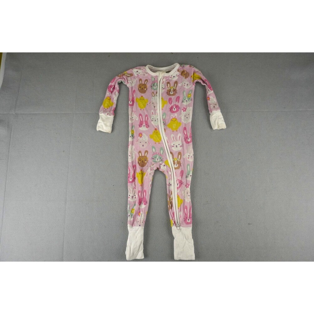 Little Sleepies Sz 6-12 Months Petal Hop To It Zippy Romper Bunnys Chicks Bamboo